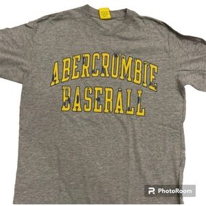 ABERCROMBIE & FITCH Youth Baseball Themed Short Sleeve Grey Tee Size Large